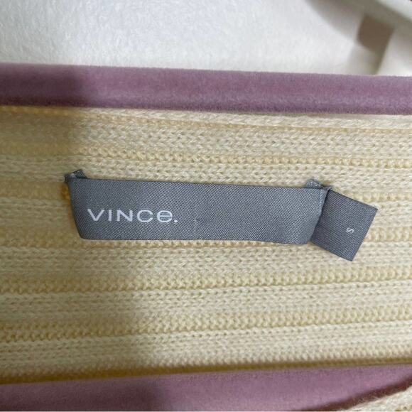 VINCE Tie Back Wool Cashmere Ribbed Sweater Creamy Yellow {UU22} - Picture 7 of 9